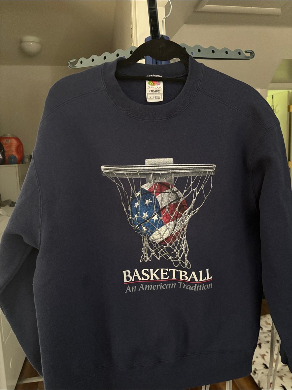 Fruit of the Loom Navy Basketball Graphic Crewneck Sweatshirt